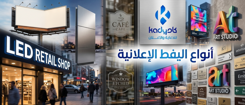 انواع اليفط الاعلانيه في مصر | الدليل الشامل لاختيار أفضل لافتة لمشروعك