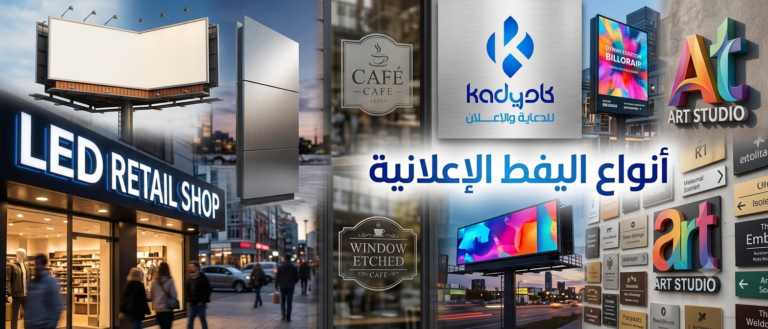 انواع اليفط الاعلانيه في مصر | الدليل الشامل لاختيار أفضل لافتة لمشروعك
